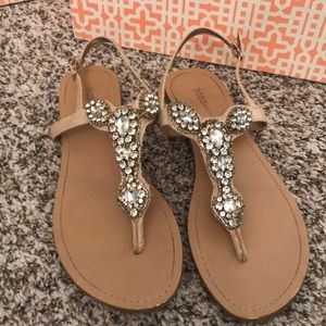 Bcbg gold rhinestone sandals flip flops